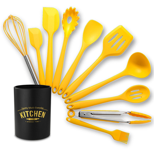 New storage bucket Western yellow silicone tool kitchenware 10-piece set kitchenware set