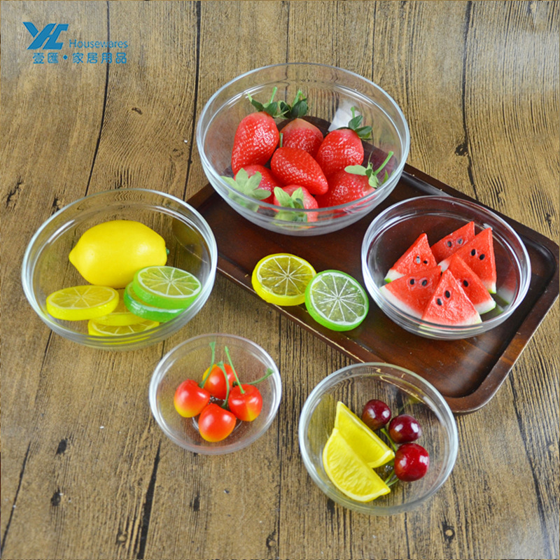 Multi-use glass salad bowl restaurant Tea wash thickened fresh seasonings bowl transparent bowl cake bowl whole Box Wholesale