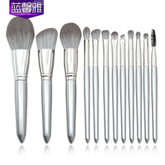 新款12支木柄化妝刷套刷 散粉底刷人工纖維毛睫毛刷美妝彩妝工具