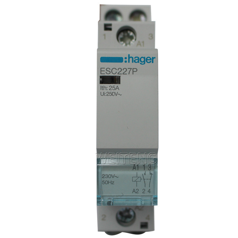 hager海格 ESC225P 227P 225Q ES220 210家用静音建筑型接触器2P