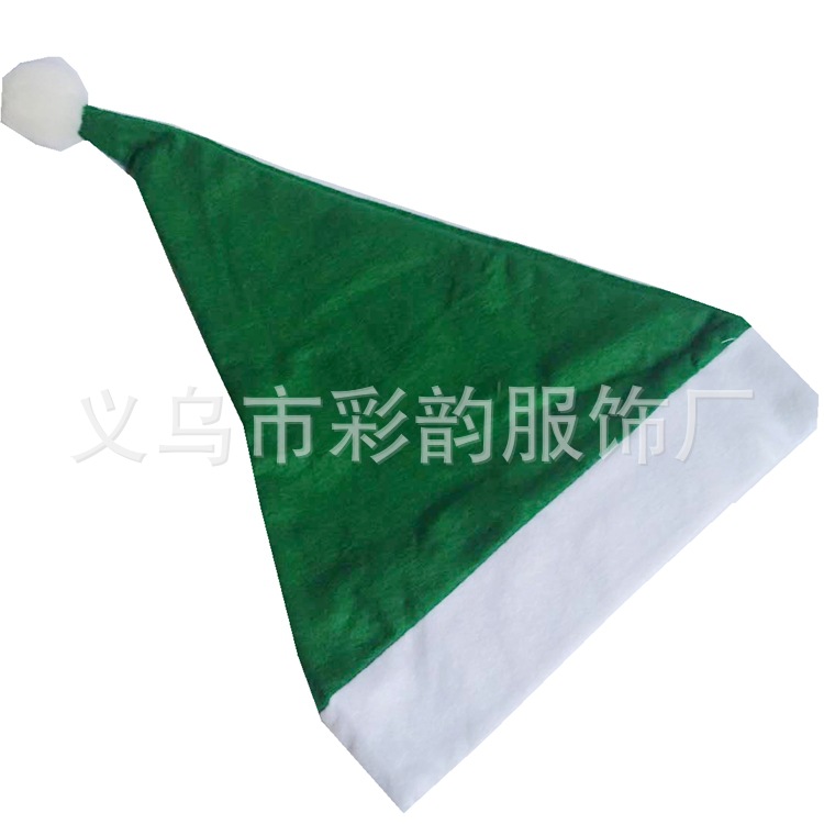 Fabricante directo de no tejido común verde sombrero de Navidad de varios colores Santa sombrero puede imprimir logotipo