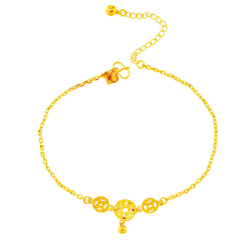 De imitación de lujo 24K Moneda de Oro tobillera de arena femenina RED DE ORO Rojo Vivo suministro de joyas todo-fósforo de la Playa decoración del pie