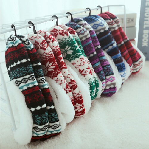 Children's US Style Wool Acrylic Lamb Wool Silicone Solid Color Floor Socks Sweet Warm Women's Socks Maternity Socks