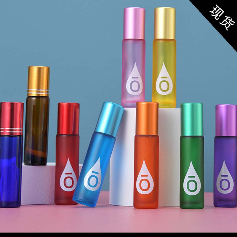 Doterui 10ml botella de bola de rodillo esmerilado colorido botella de cuentas botella de aceite esencial de vidrio botella de aceite de labios botella vacía entrega de fábrica