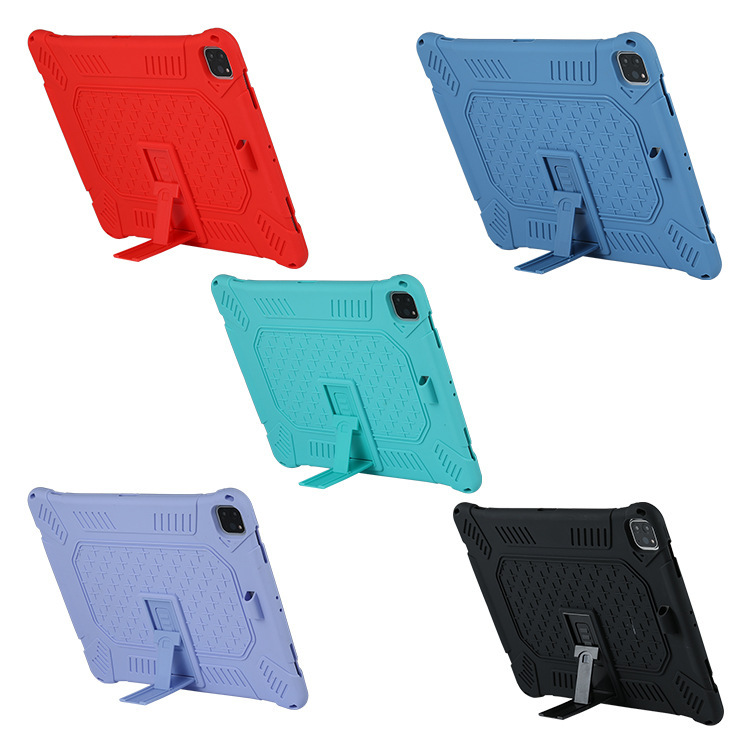 For ipad pro 12.9 2020 Protective Case with Pen Slot with Lanyard Holder Apple Flat Silicone Leather Case