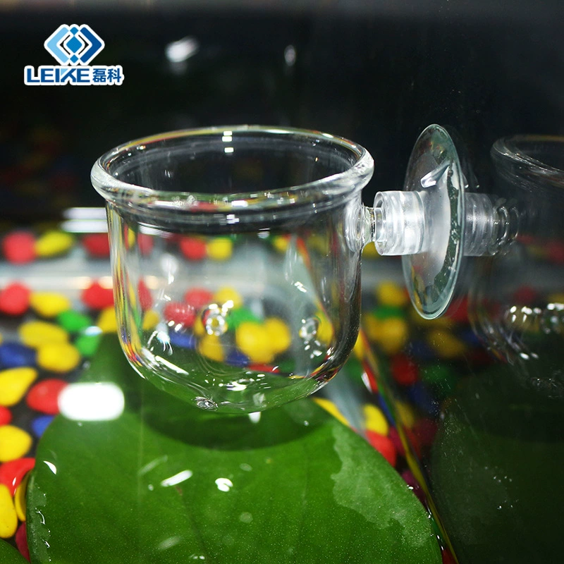 Хрустальное стекло Красная чашка жука декоративная кормушка для рыб стеклянная кормушка для аквариума Красная чашка для жуков