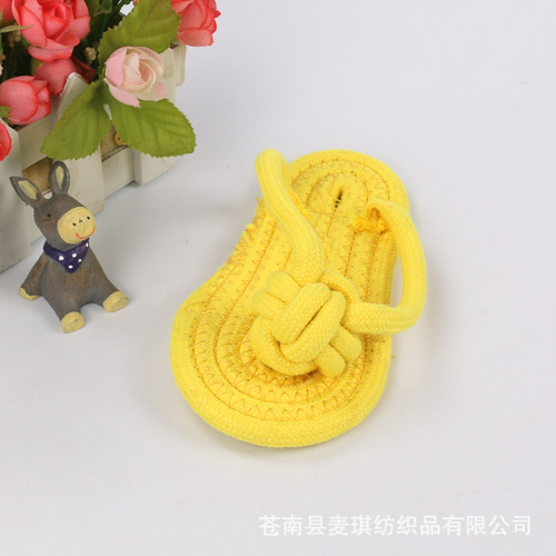 Factory direct selling pet products Candy multi-color tooth cleaning woven cotton rope slippers Puppy Teddy pet toys