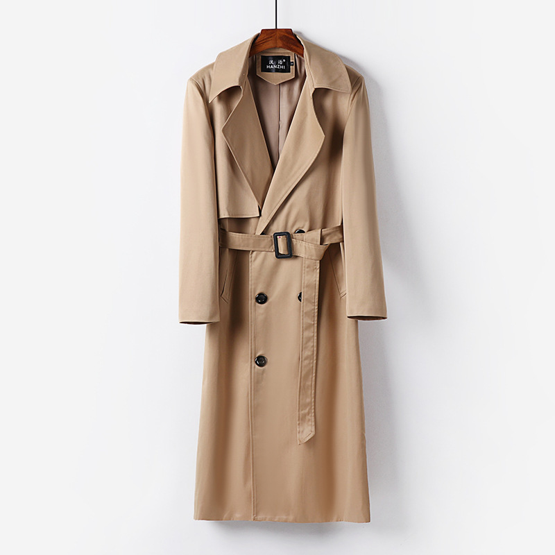 New Men's Loose Long Trench Coat British Style Double-Breasted Jacket Korean Version Business Slim Stylish Plus-Size Coat