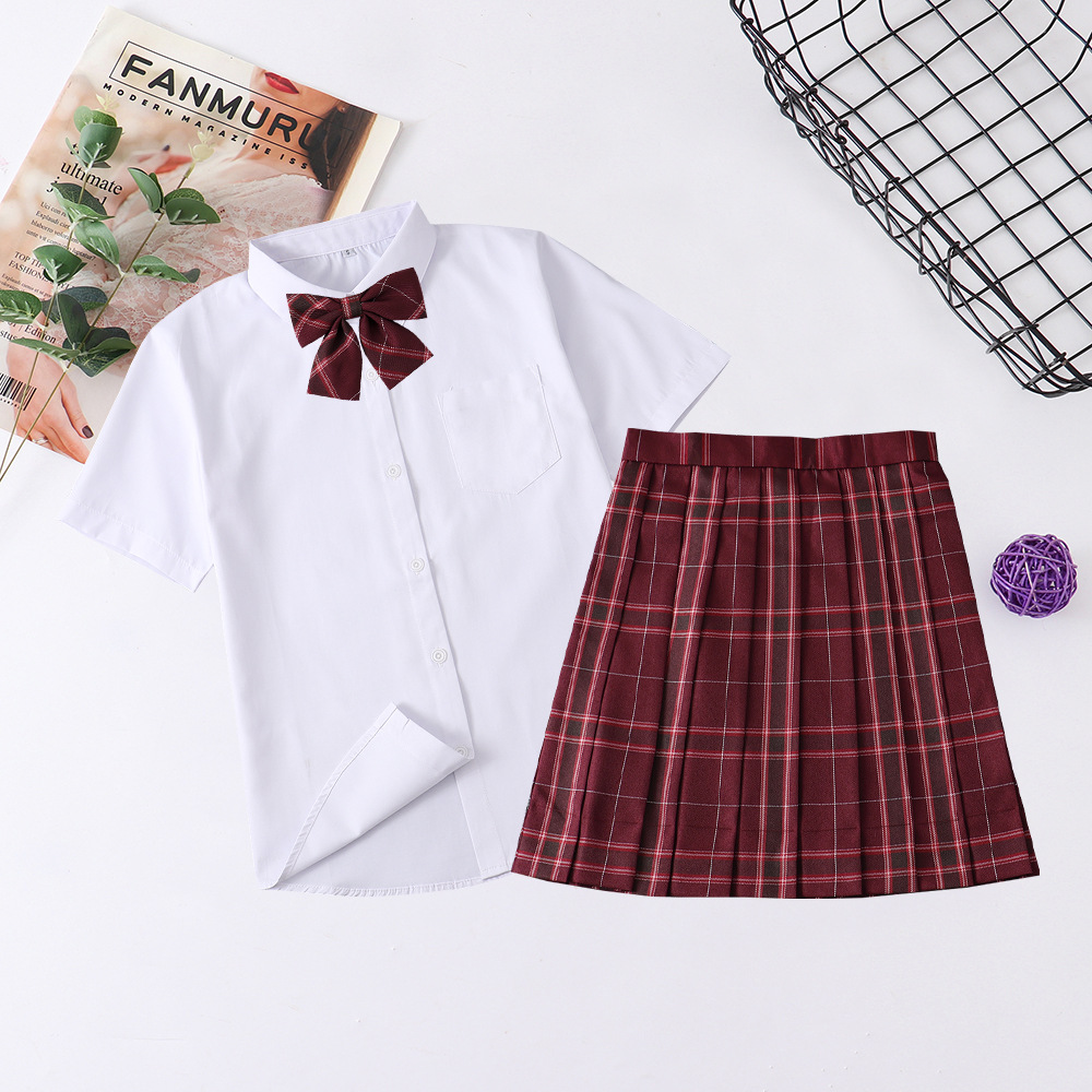 Skirt, shirt, bow tie