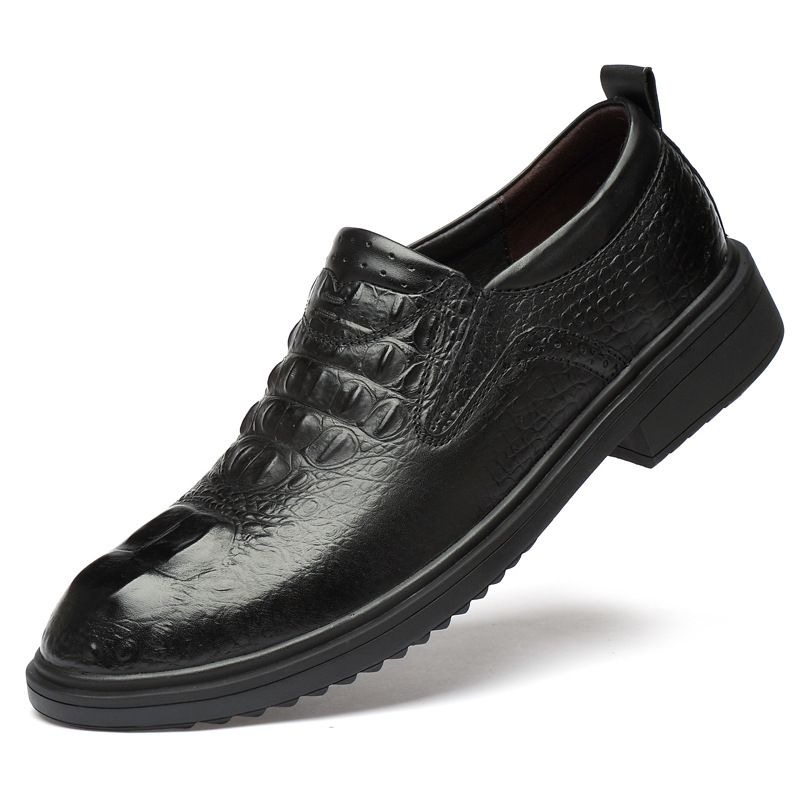 Men's Alligator Pattern Leather Shoes Round Toe Casual Formal_voghion.com