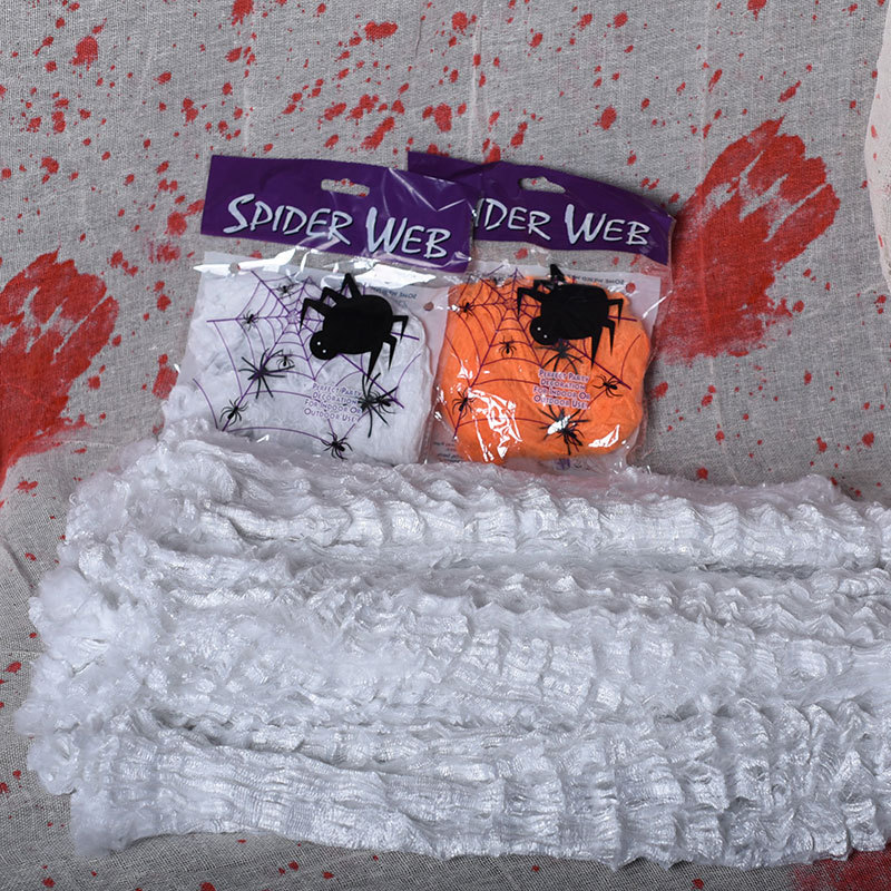 Halloween Decoration Spider Cotton Ghost Festival Bar Layout Props Haunted House KTV Shopping Mall Chamber Spider Silk Spider Web