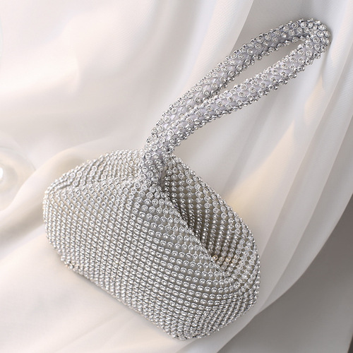Factory direct sales cross-border dinner bag pure handmade rhinestone mine evening bag hand-held portable banquet bag women's handbag small