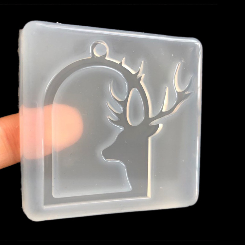 Espejo epoxi acrílico marco redondo pegamento UV Pegasus cabeza de ciervo cristal epoxi molde hecho a mano colgante marco Decoración