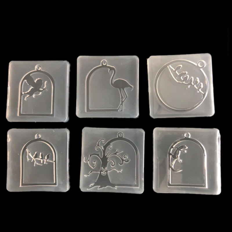 Acrílico hueco Ángel grúa pájaro Gecko silueta DIY espejo cristal epoxi molde marco colgante