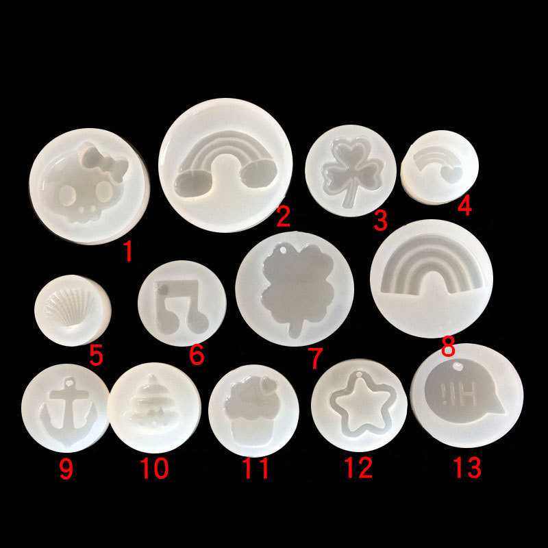 Espejo cristal epoxi Arco Iris cráneo cabeza trébol nota pastel taburete creativo DIY material decorativo Accesorios