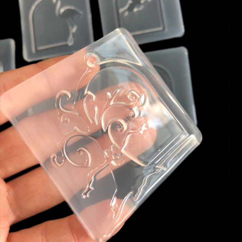 Acrílico hueco Ángel grúa pájaro Gecko silueta DIY espejo cristal epoxi molde marco colgante