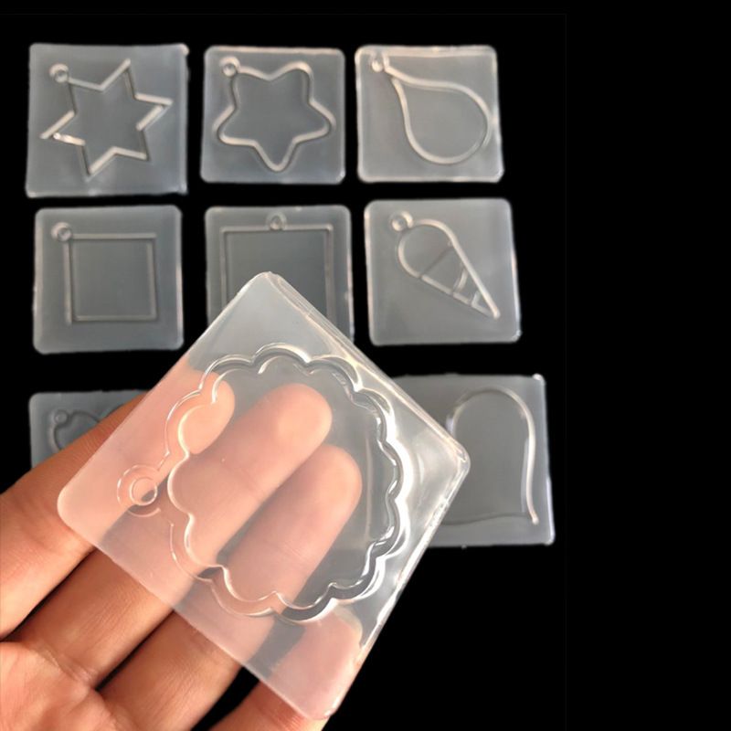 Espejo cristal epoxi 10 Marco molde de silicona Marco de acrílico Flip molde DIY joyería colgante molde decorativo