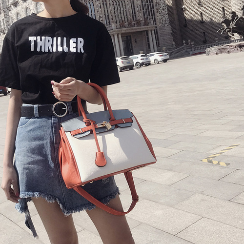  Cross-Border New Arrival Bags: Luxurious Litchi-Grain Platinum-Plated Handbags, Stylish Large Shoulder Bags, and Chic Bridal Kelly-style Women's Purses