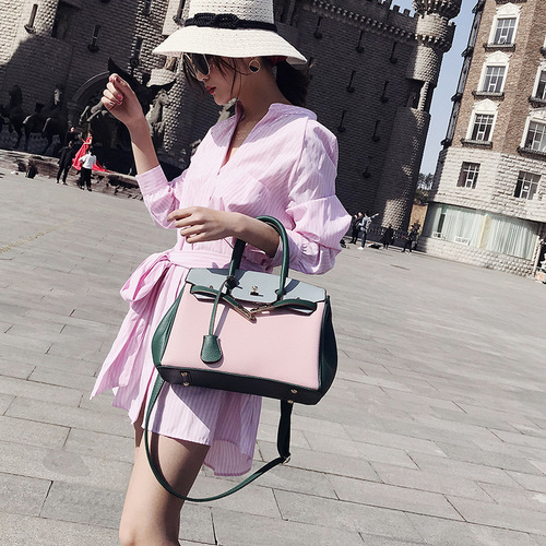  Cross-Border New Arrival Bags: Luxurious Litchi-Grain Platinum-Plated Handbags, Stylish Large Shoulder Bags, and Chic Bridal Kelly-style Women's Purses