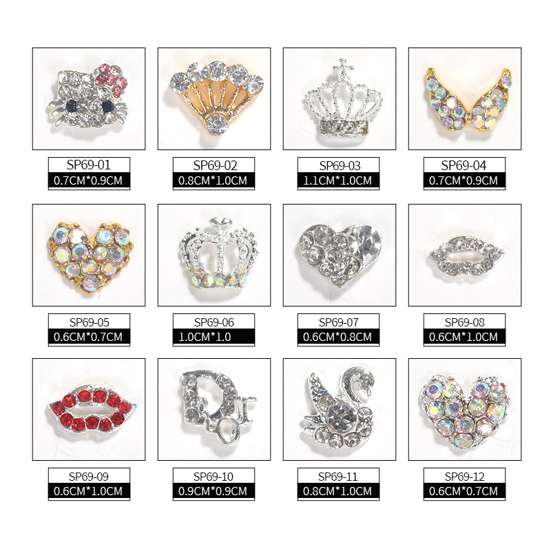Cross-border hot Ketty cat nail accessories love wings Crown most storage Swan nail accessories