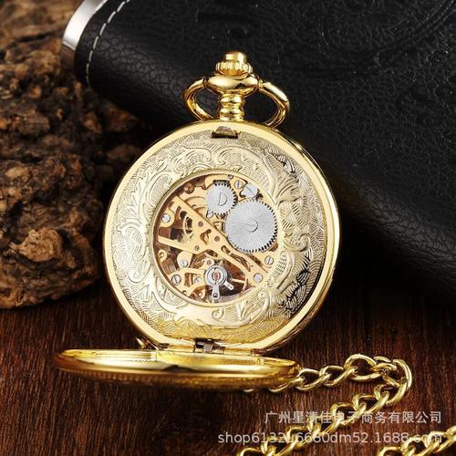 New hollow carved double mechanical pocket watch Yi Lu You Ni retro pocket watch manual mechanical pocket watch factory direct sale