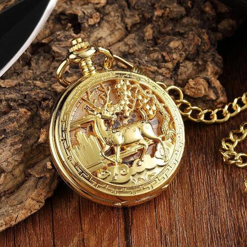New hollow carved double mechanical pocket watch Yi Lu You Ni retro pocket watch manual mechanical pocket watch factory direct sale