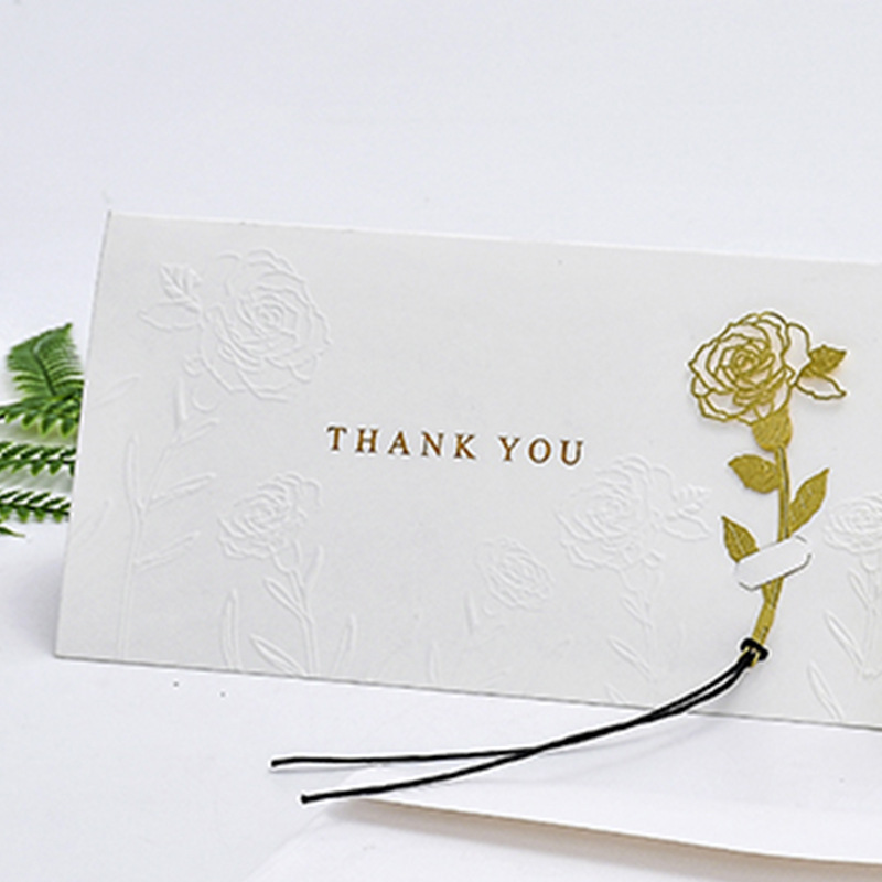 Creative concave and convex bronzing rose birthday thank-you card message blessing card folded in half mother Teacher's Day greeting card