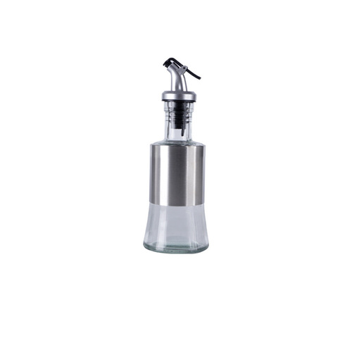 Stainless steel glass oil pot wooden frame spray bottle kitchen supplies cooker push-type modern simple gadget set