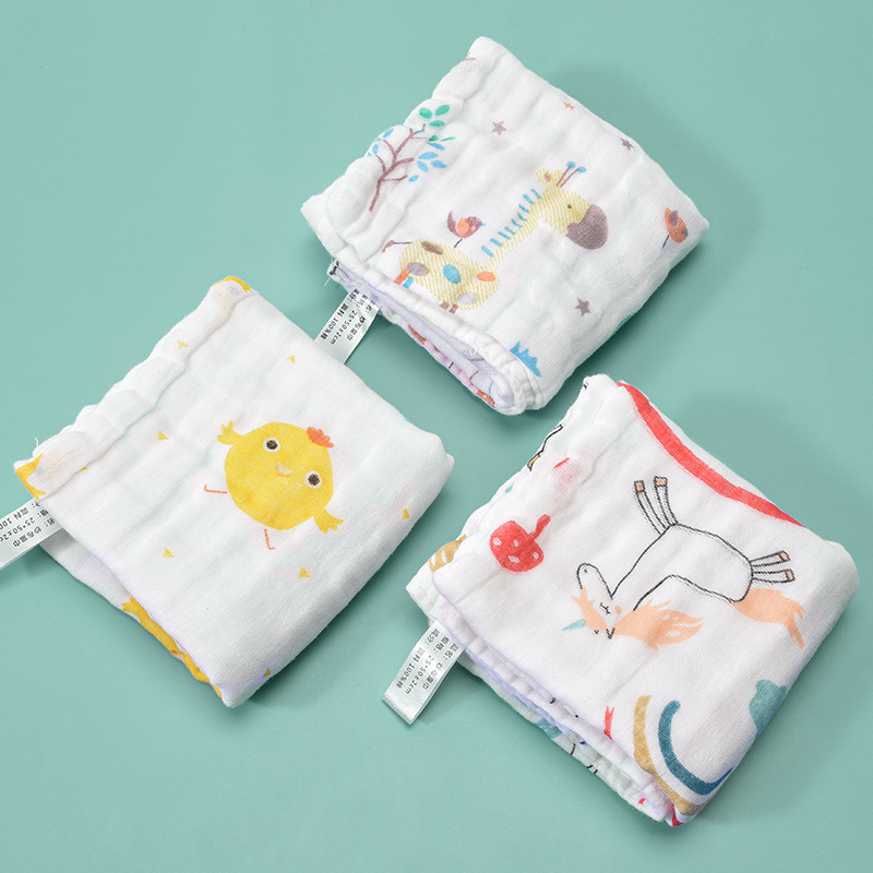 25*50 toalla pequeña de algodón de seis capas de alta densidad suave absorbente gasa de 6 capas Toalla de cara para niños Toalla de algodón de burbuja para niños