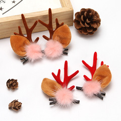 2023 Cross-border Bestselling Christmas Fake Fox Fur Horn Hair Clip Christmas Decoration Head Clip Hairpin Wholesale