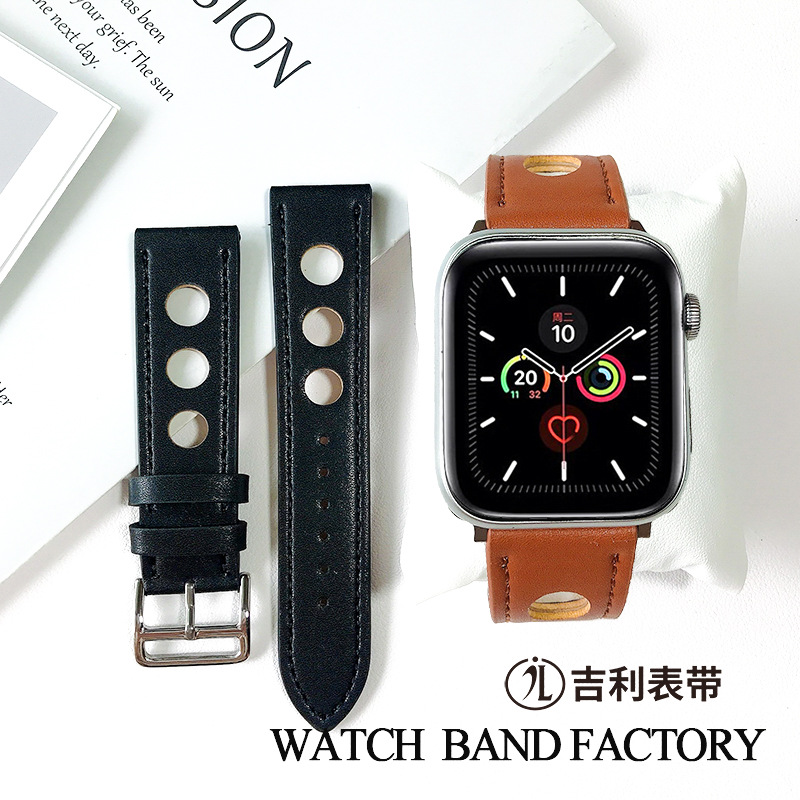 Apple watch with leather strap double-sided first layer cowhide men's and women's watch with factory wholesale direct sales