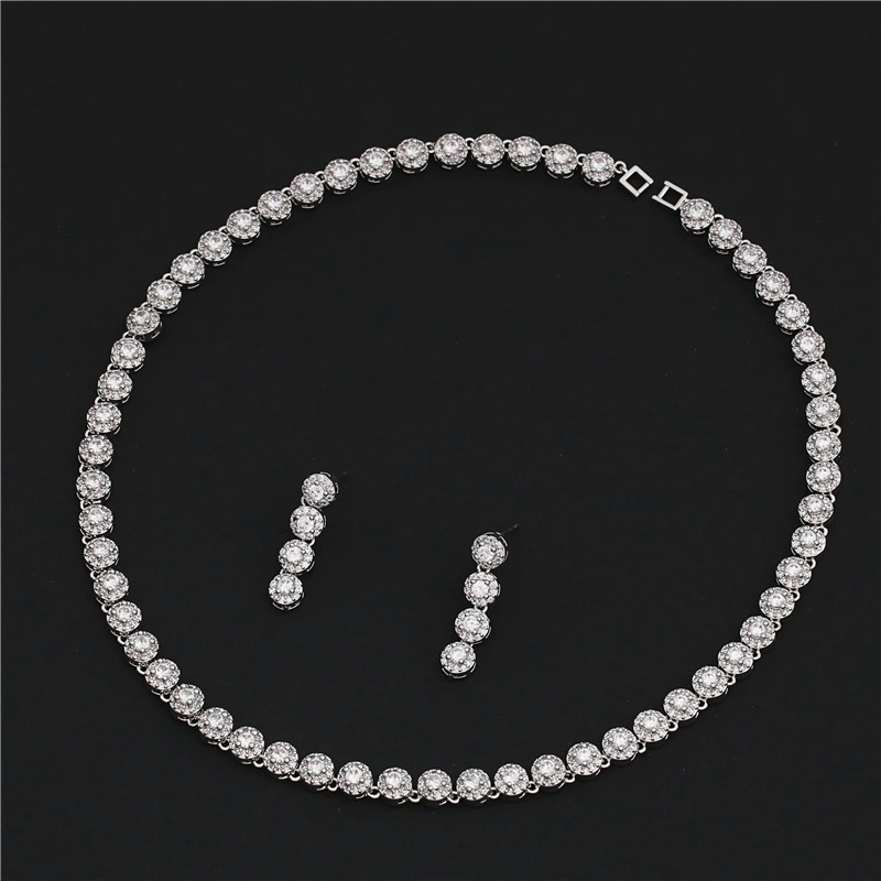 亮雅丽人 Zirconium, серьги, комплект, подвеска для невесты, цепочка, простой и элегантный дизайн, микрорристовка, набор из 2 шт, оптом