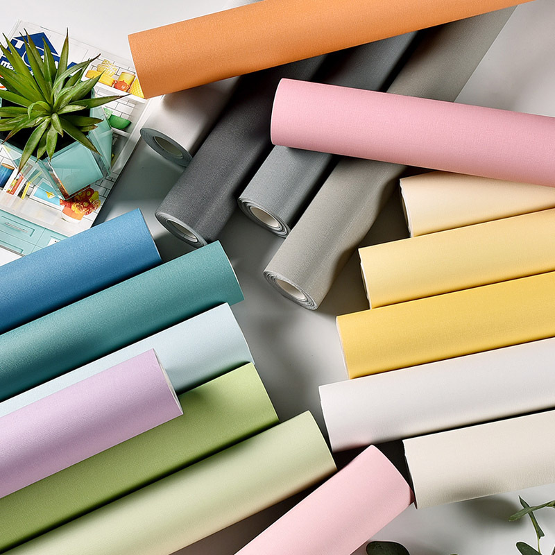 Cozy bedroom self-adhesive decorative wallpaper solid color thickened PVC stickers living room waterproof home Nordic wall stickers wallpaper