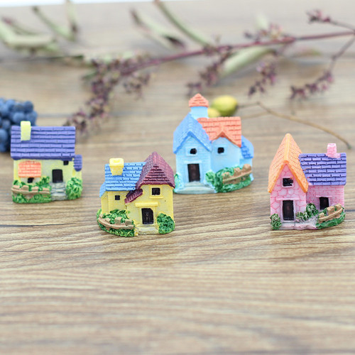 European style country fence villa cartoon bungalow succulent small house house moss micro landscape resin ornaments