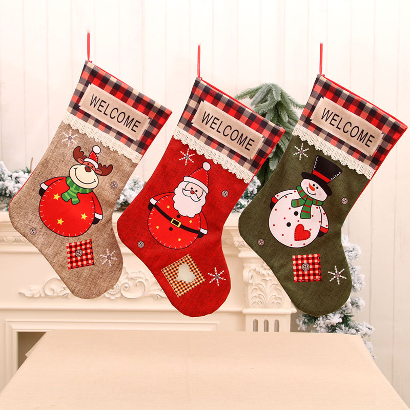 Nuevo paño de poliéster extra grande calcetines de Navidad suministros de decoración de Navidad regalo de Navidad bolsa de regalo de Navidad