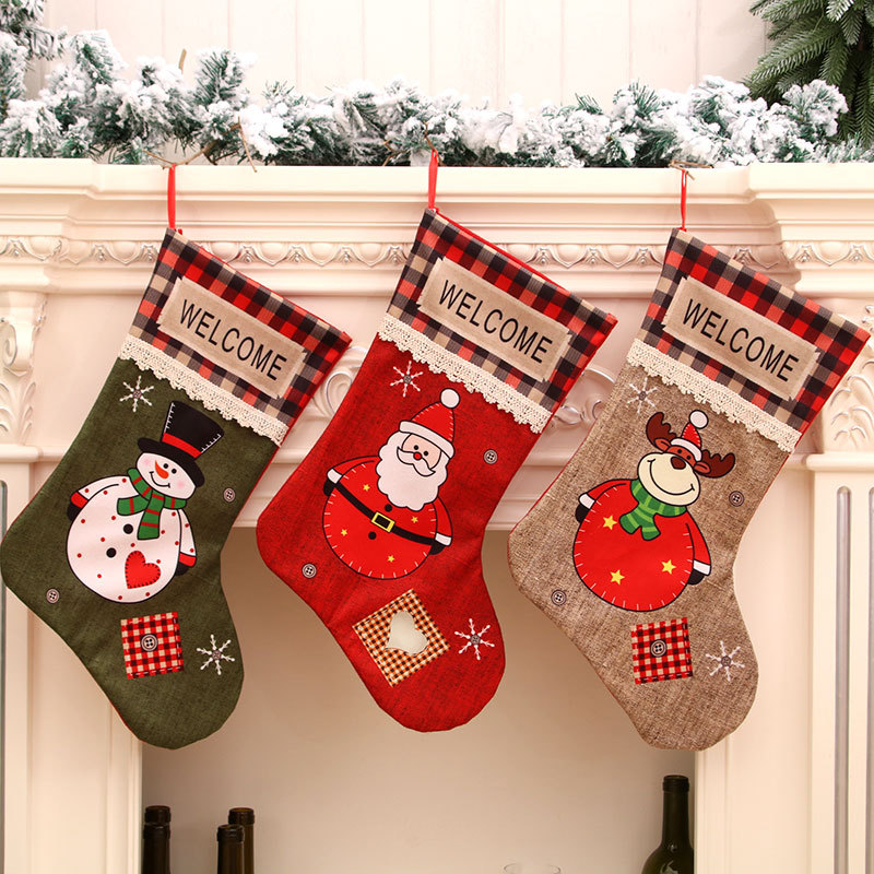 Nuevo paño de poliéster extra grande calcetines de Navidad suministros de decoración de Navidad regalo de Navidad bolsa de regalo de Navidad