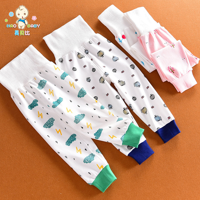 Baby's High Waist Belly Pants Spring and Autumn Pants Boys and Girls Leggings Children's Pure Floral Cotton Autumn Pants Single Pants