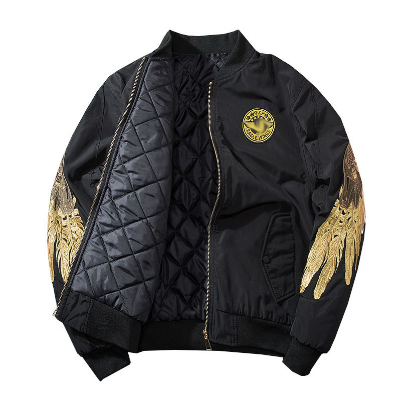 Japonés chaqueta de los hombres Alas de Oro bordado Harajuku estilo MA-1 piloto chaqueta de la marca de moda pareja de béisbol uniforme de las mujeres