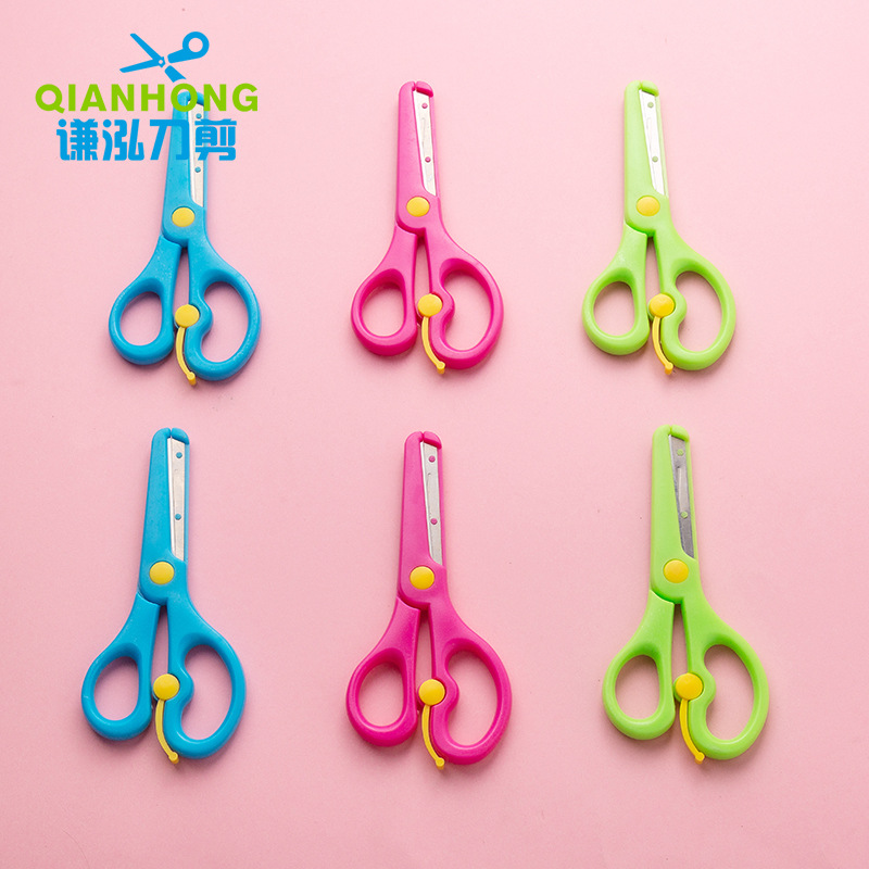 Children's Safety Scissors For Paper Cutting With Blades For Children,Anti-pinch Elastic Plastic Student Handmade Small Scissors