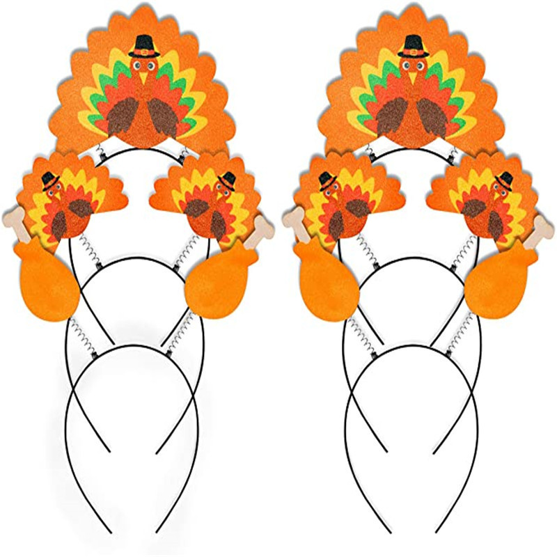 Accesorios para el cabello de Acción de Gracias transfronterizos, gorra de pavo, pierna de pavo, hebilla de cabeza, leggings de encaje, baquetas, diadema, diadema, juego de diadema
