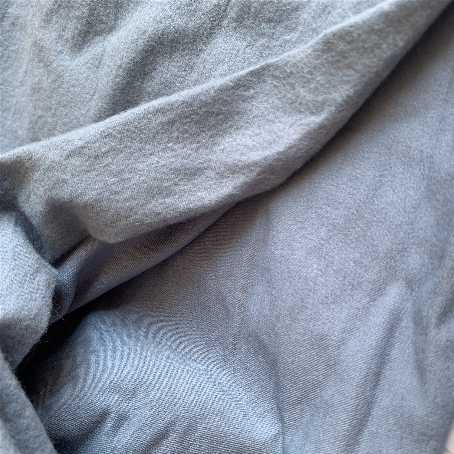 现货 10支1/2斜 弹力单面带绒罗缎  透气环保裤子面料