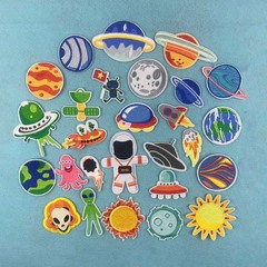 Embroidered patch with cartoon planet and alien theme, perfect for clothing decoration, hot-selling computerized embroidery applique