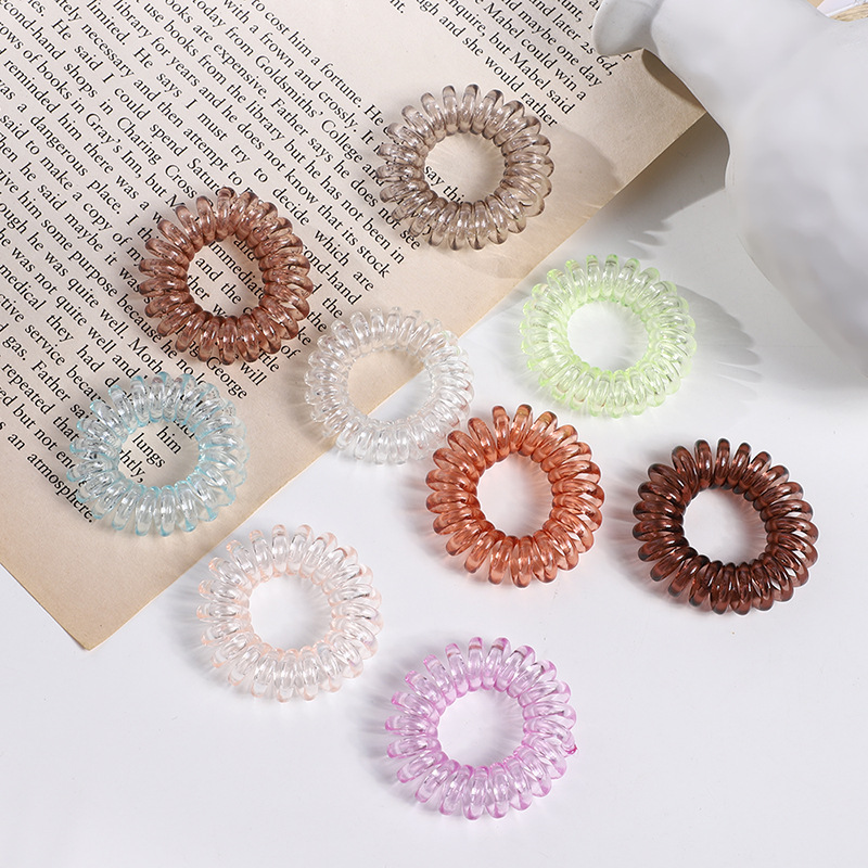 Corbata de pelo transparente Linda línea telefónica banda de pelo delgada cuerda de pelo Color anillo de teléfono banda de goma estudiante niños cabeza cuerda