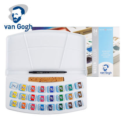Terrence Van Gogh acuarela fangao acuarela sólida 12 colores 15 colores 18 colores 24 colores 36 colores caja de hierro azul