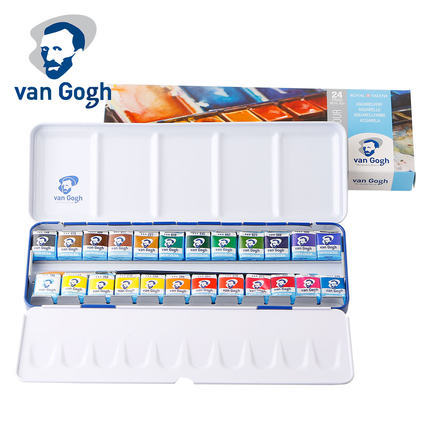 Terrence Van Gogh acuarela fangao acuarela sólida 12 colores 15 colores 18 colores 24 colores 36 colores caja de hierro azul