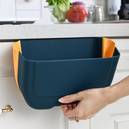 Under-sink wall-mounted kitchen waste bin, wall-mounted car storage bucket, foldable hanging trash can