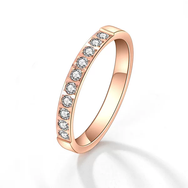 European and American Explosions Fashion Simple CNC Micro Diamond Ten Diamond Ring 18K Rose Gold Finger Ring