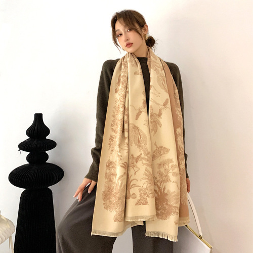  new autumn and winter Japanese versatile warm scarf women's dual-use imitation cashmere summer air-conditioning shawl double-sided scarf