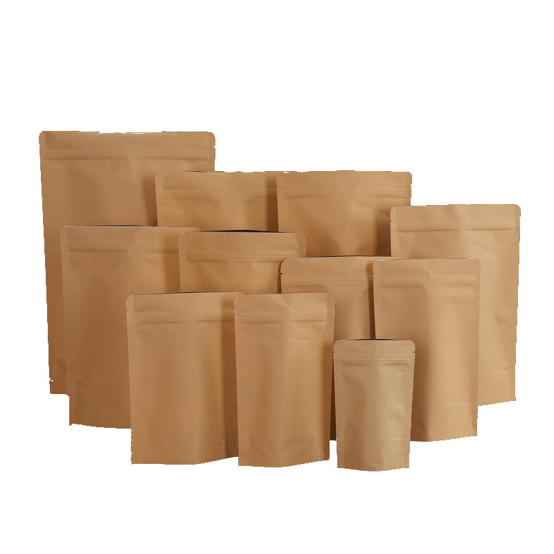 Bolsa de embalaje de papel Kraft autoadhesiva recubierta de aluminio bolsa de embalaje de máscara de alimentos té snack Nut in stock bolsa de embalaje