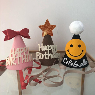 ins style birthday hat wholesale cake party decoration baby year old photo props pink bow